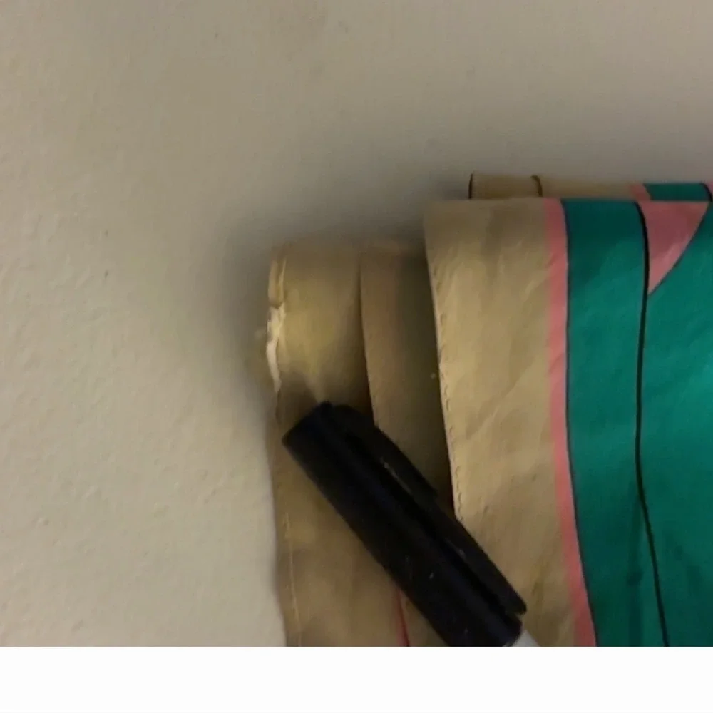 Vintage‎ Anne Klein Oblong Scarf Green Pink Gold Stripe 62
